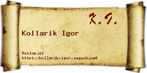 Kollarik Igor névjegykártya
